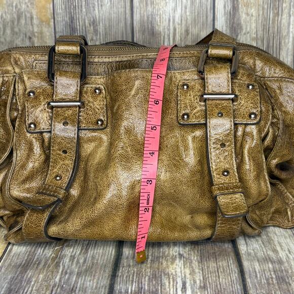 Kooba Distressed Studded Brown Leather Western Y2K Cowgirl Countrycore Handbag - Picture 9 of 10